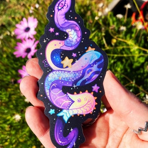Enigma Snake Sticker: Holographic Vaporwave Vinyl, Waterproof