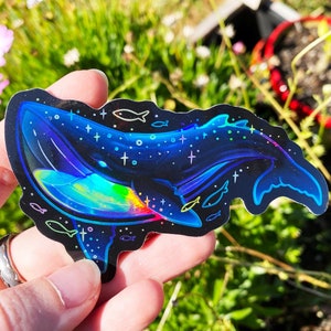 Neon Space Whale Sticker - Holographic, Waterproof Vinyl Art