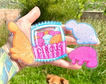 Circus Manatee Cookies Stickers: Waterproof Transparent Art - Human Made