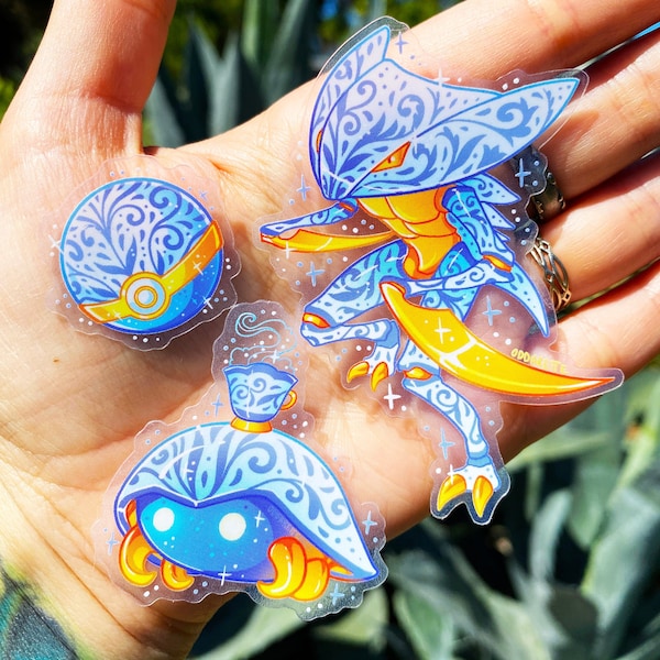 Porcelain Fossil Monster Sticker - Transparent Stickers - Vinyl Sticker