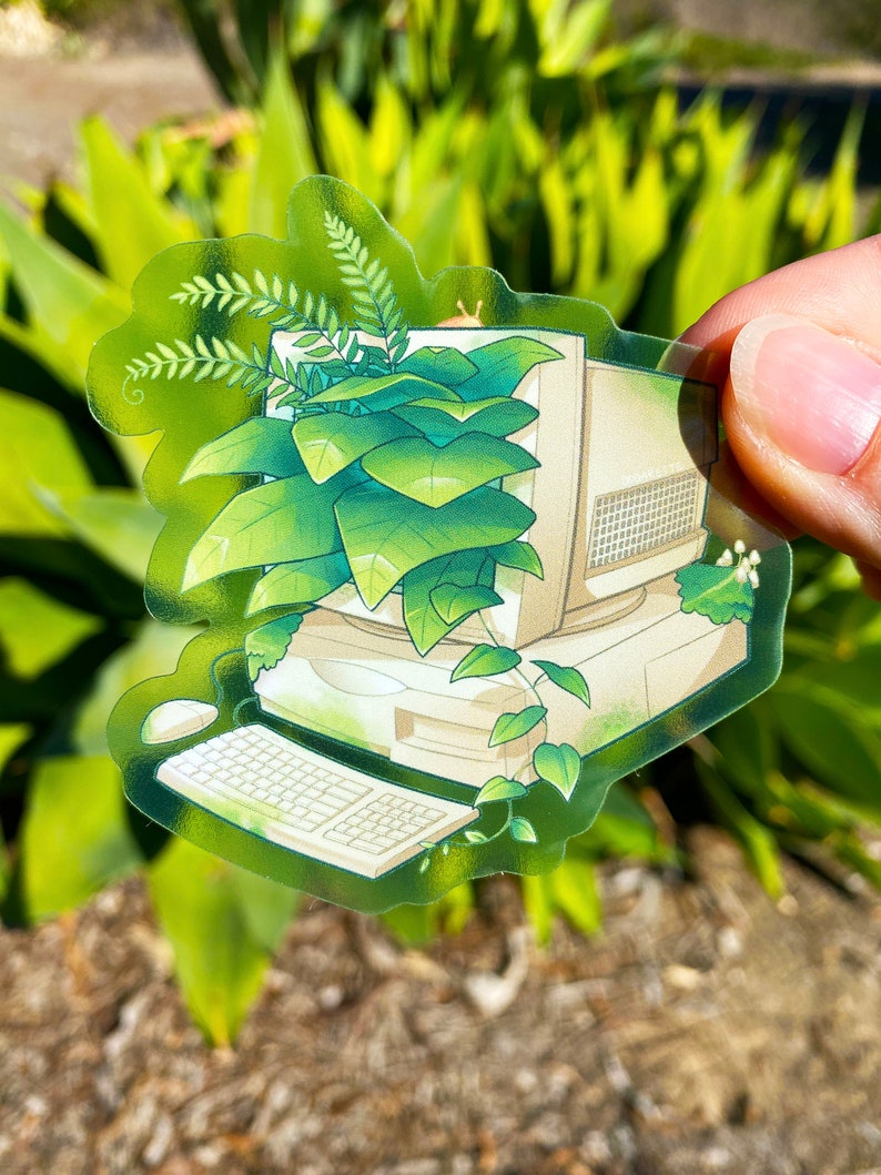 Retro PC Terrarium Sticker - Waterproof Vinyl Sticker - Dishwasher Safe ...
