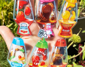 Condiment Lava Lamp Stickers: Ketchup, Ranch, Sriracha, BBQ Sauce