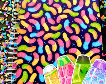 Gummy worm reusable sticker book - A6 - 50 pages