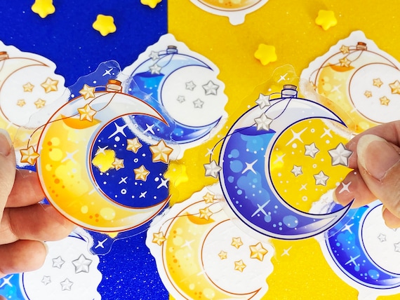 Moon Potions Stickers - Waterproof Transparent Vinyl Sticker - Dishwasher Safe - Fantasy Aesthetic - Magic - Blue Moon - Yellow Moon