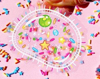 Sprinkle Amoeba Sticker: Kawaii Pink Cell, Microbiology Art