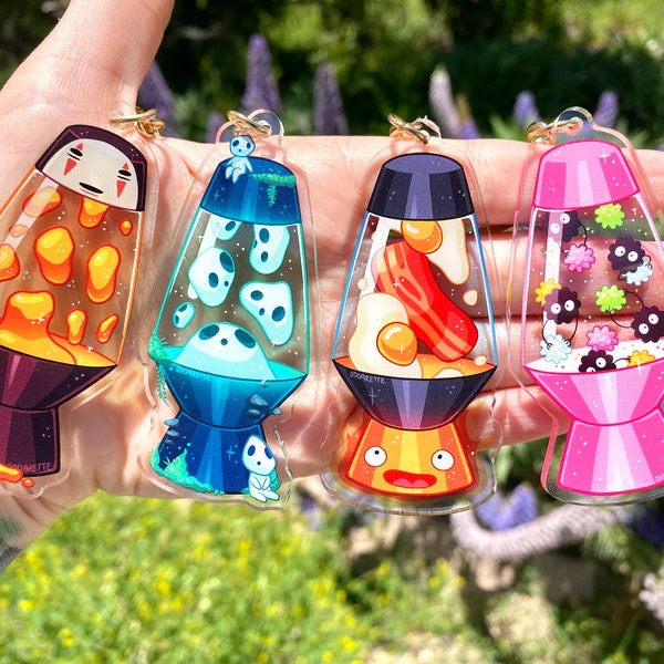 Lava Lamp Series 2 Keychains - Acrylic Keychain - Fire Demon - Candy Sprites - Forest Spirits - Faceless Ghost - Eggs and Bacon