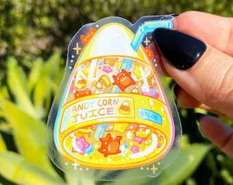 Candy Corn Juice Sticker: Transparent Halloween Sticker