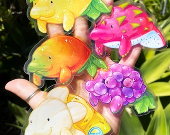 Fruit Manatee Stickers: Waterproof Transparent Art - Human Made