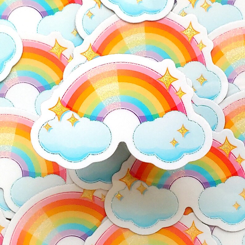 Glitter Rainbow Sticker: Waterproof Vinyl Die Cut - Etsy