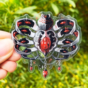 Gothic Spider Jewelry Sticker - Transparent Stickers - Spooky Aesthetic - Halloween - Goth Vibes - Arachnid Broach