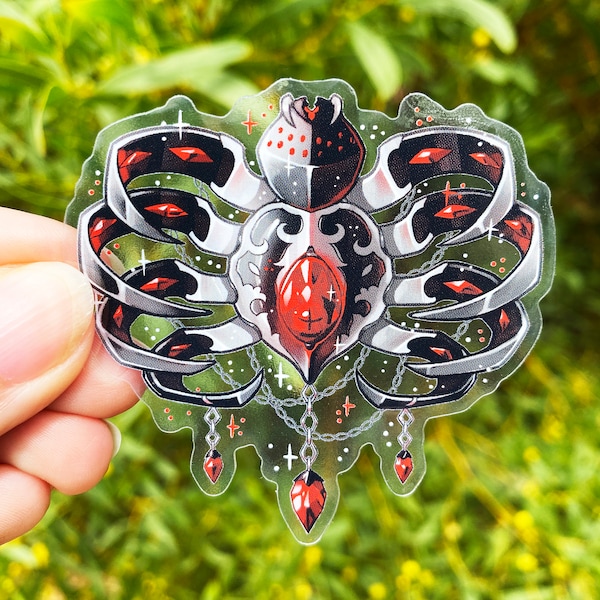 Gothic Spider Jewelry Sticker - Transparent Stickers - Spooky Aesthetic - Halloween - Goth Vibes - Arachnid Broach