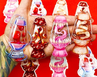 Horror Lava Lamp Stickers - Tongue - Eyeballs - Tapeworm - Blood - Transparent Stickers