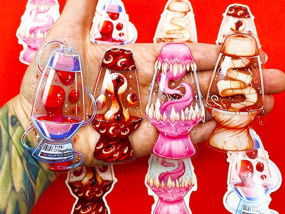 Horror Lava Lamp Stickers - Tongue - Eyeballs - Tapeworm - Blood - Transparent Stickers