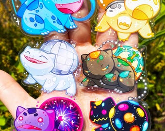 Light Fakemon Stickers: Hand-Drawn Monster Art - Plasma & Disco Ball