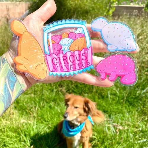 Circus Manatee Cookies Stickers: Waterproof Transparent Art - Human Made