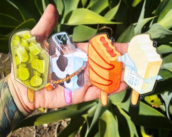 Popsicle Stickers - Transparent Stickers - Popstickles - Butter - Pickles - Milk - Corndog - Silly Foods - Weird