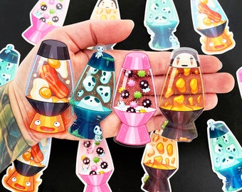 Lámpara de lava serie 2 - Pegatinas - Pegatinas transparentes - Demonio de fuego - Sprites de caramelo - Espíritus del bosque - Fantasma sin rostro - Lámpara de lava rosa