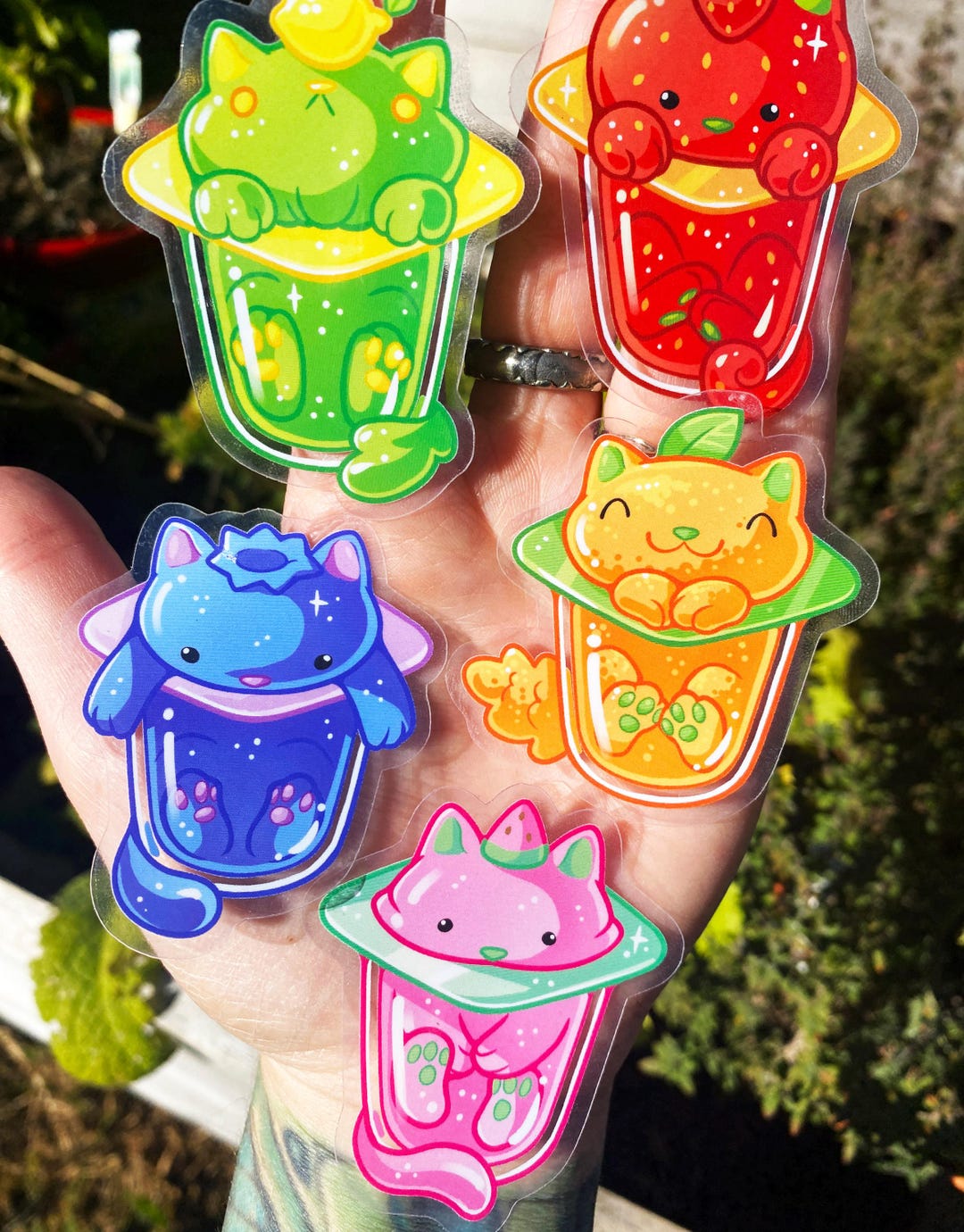 Jello Cat Stickers Strawberry Watermelon Blueberry Orange Jello Cat Stickers Strawberry Watermelon Blueberry Orange