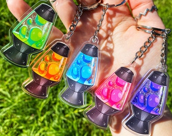 Lava Lamp Glitter Shaker Keychain: Retro Acrylic Charm