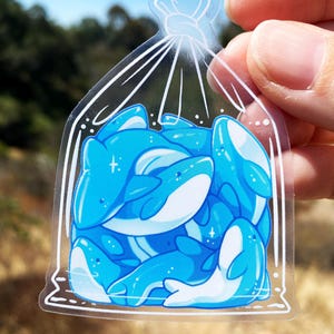 Sticker Requins gommeux : transparent découpé - Imperméable