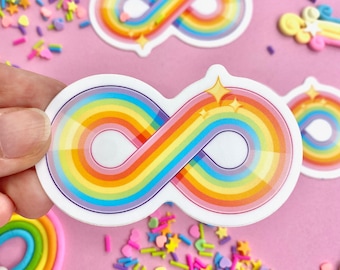 Rainbow Infinity Sticker - Matte Sticker - LGBT Neurodivergent - Vinyl Sticker - Die Cut Sticker - Waterproof Sticker - LGBTQ