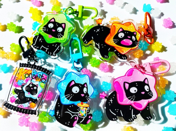 Konpeito Cat Acrylic Keychain: Kawaii Anime Charm - Etsy