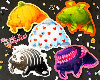 Halloween Manatee Stickers: Ghost, Cthulhu, Pumpkin - Waterproof Art