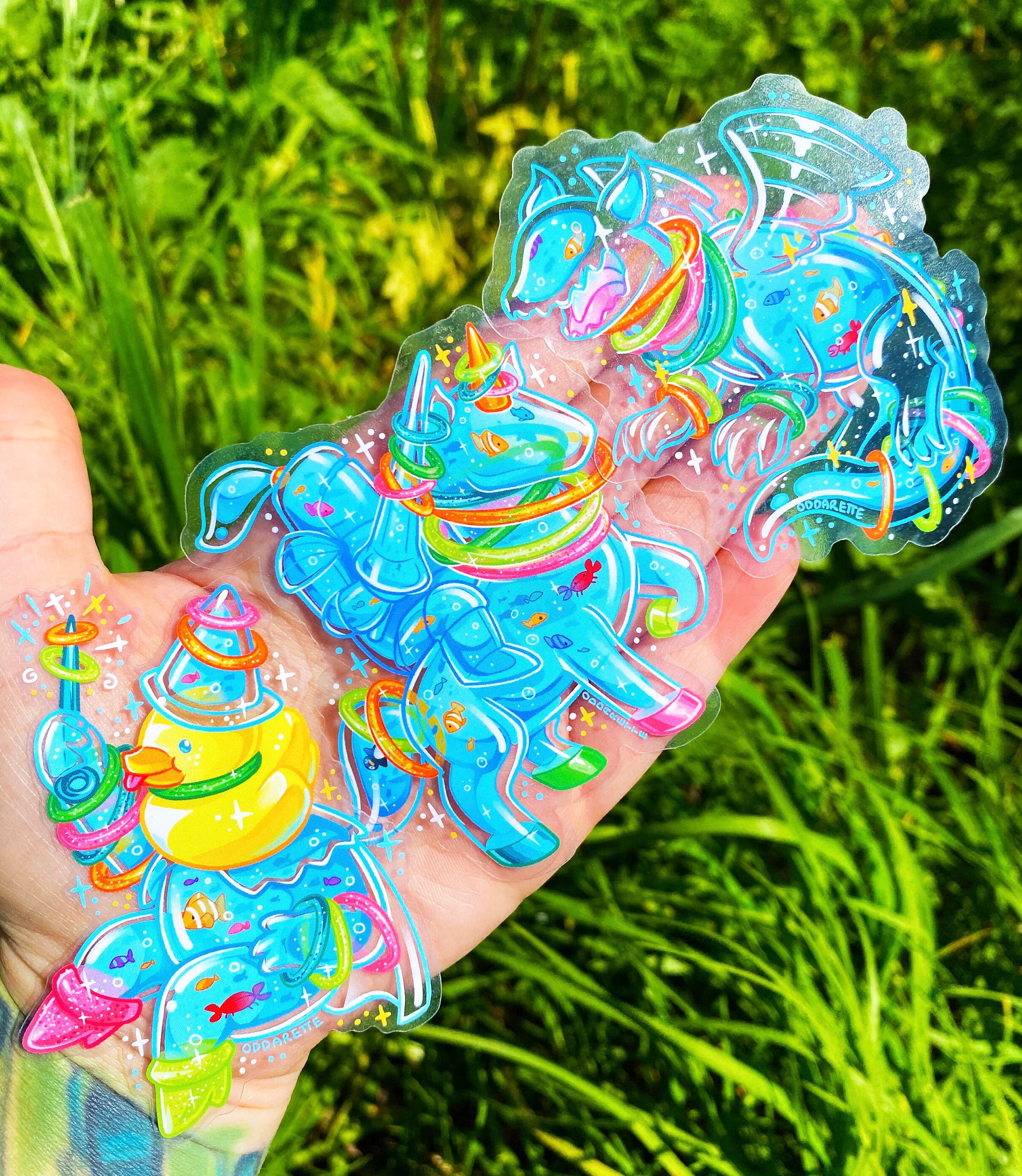 Aquariumcore Fantasy Stickers: 90's Nostalgia, Transparent Waterproof Art