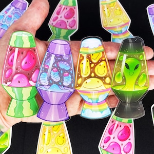 Lava Lamp Stickers Series 1 - Transparent Stickers - Alien Lava Lamp - Larva Lamp - Watermelon - Rainbow - Happy Face - Groovy