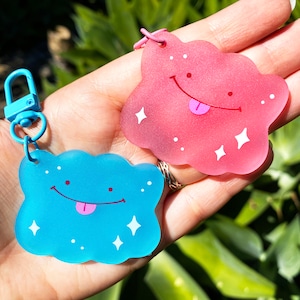 Frosted Acrylic Blob Keychain: Pink or Blue Charm
