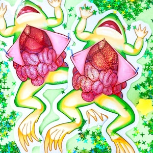 Glitzer Frosch Anatomisch Aufkleber: Gore Guts Dissection Vinyl Aufkleber