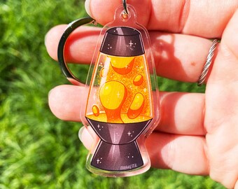 溶岩ランプ グリッター シェイカー キーチェーン：レトロ アクリル
