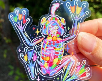 Transparent Clown Frog Sticker – Die Cut, Waterproof