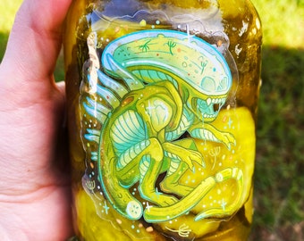 Pickle Xenomorph Sticker - Alien Creature - Dill Pickles - Transparent Sticker