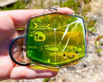 Gelatinous Cube Keychain: Retro Acrylic Shaker Charm