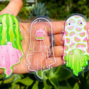 Watermelon Ghosts Stickers - Transparent Stickers - Halloween Stickers - Vinyl