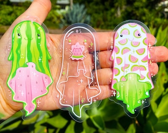 Watermelon Ghost Stickers: Summerween Transparent Art