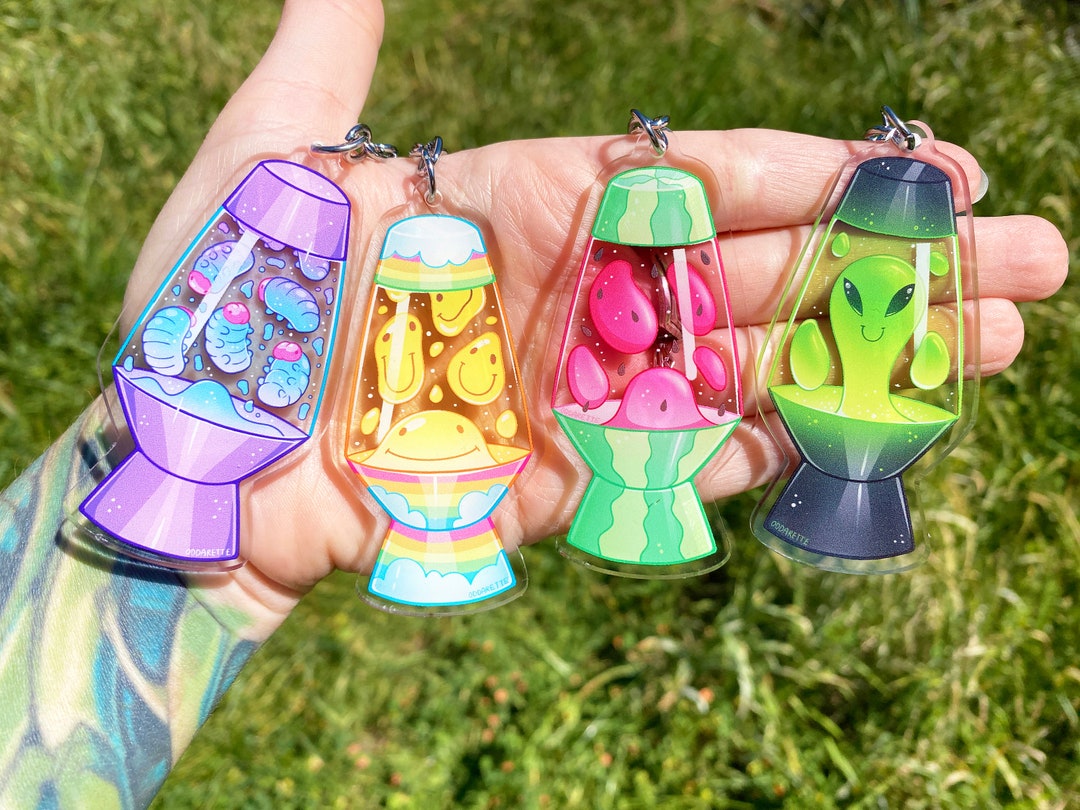 Lava Lamp Keychains Acrylic Keychain Waterproof Retro Nostalgia Happy