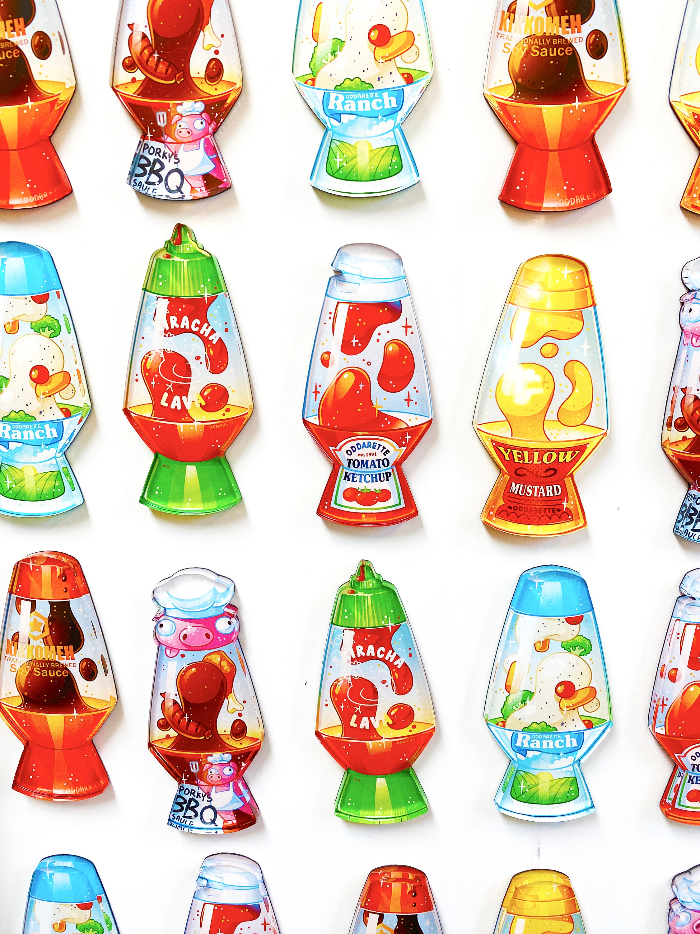 Condiment Lava Lamp Magnets: Ketchup, Mustard, Ranch