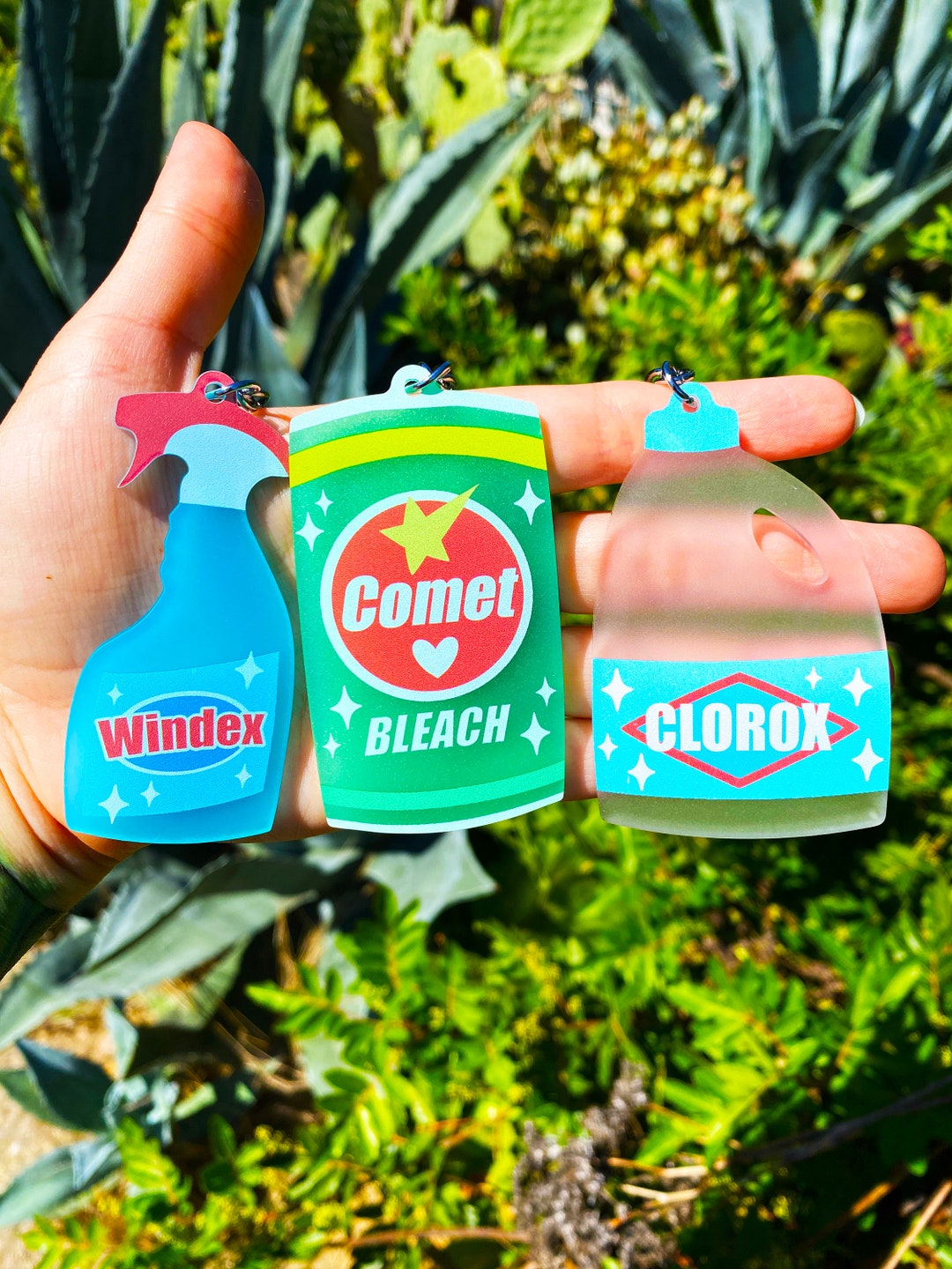 Cleaning Supply Keychains Acrylic Keychain Window Cleaner Liquid Bleach