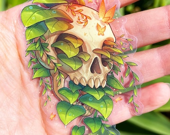 Skull Terrarium Sticker: Waterproof Vinyl Plant Lover Gift