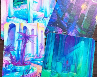 Vaporwave Liminal Environment Stickers - Waterproof, Vinyl, Die Cut