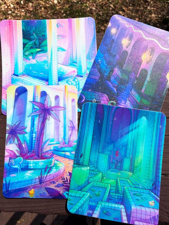 Vaporwave Liminal Environment Stickers - Waterproof, Vinyl, Die Cut
