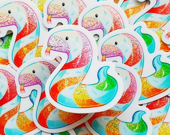 Adesivo con serpente arcobaleno glitterato - Adesivo glitterato - Serpente carino - Illustrazione di serpente - Adesivo in vinile con serpente LGBT - Adesivo impermeabile