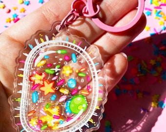 Sprinkle Amoeba Shaker Keychain - Acrylic Keychain - Rainbow Sprinkles - Shaker Charm - Cute Aesthetics - Microbiology - Science Lab