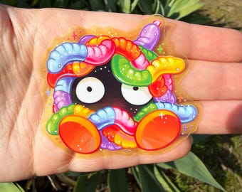 Gummy Worm Monster Sticker - Transparent Sticker - Waterproof Art