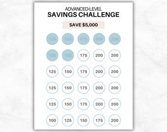 Advanced Savings Challenge Printable, 5000 Savings Tracker PDF, Money Saving Challenge Sheet, Budget Goal Planner, US Letter A4 A5, Bujo