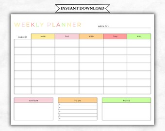 Planificador de educación en casa, horario semanal imprimible, resumen semanal, plantilla imprimible de horario de educación en casa, rutina de educación en casa para niños