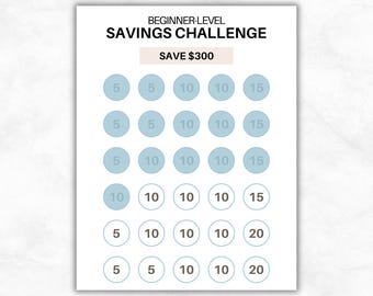 Savings Challenge Beginner Printable, 300 Savings Tracker PDF, Mini Money Challenge, Budget Goal Planner, Money Saving Template, Printables