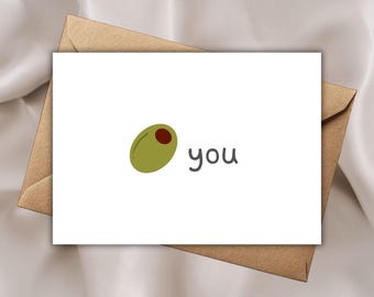 Olive You Card, Funny Anniversary Card (Digital Download)